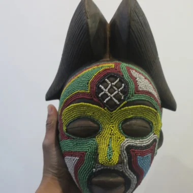 African Wooden Tribal Beads Mask