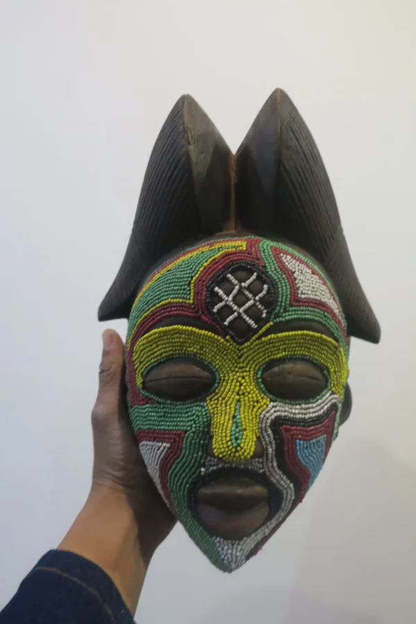 African Wooden Tribal Beads Mask £225 African Wooden Tribal Beads Mask £225