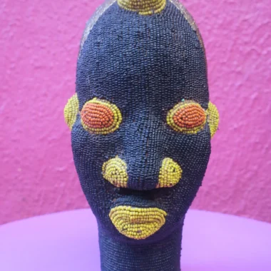 Authentic Bamileke Head - Black/ Yellow