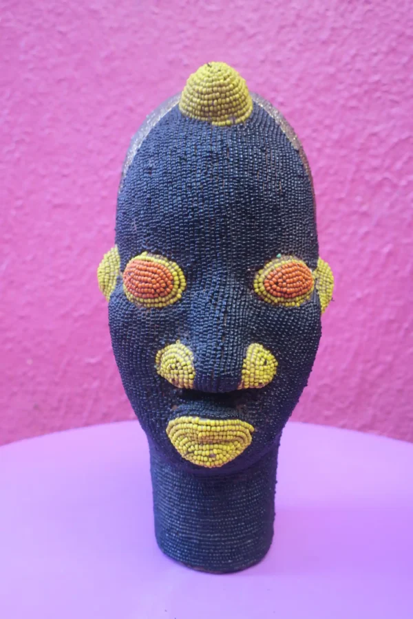 Authentic Bamileke Head - Black_ Yellow (200) 1st photo Authentic Bamileke Head - Black_ Yellow (200) 1st photo