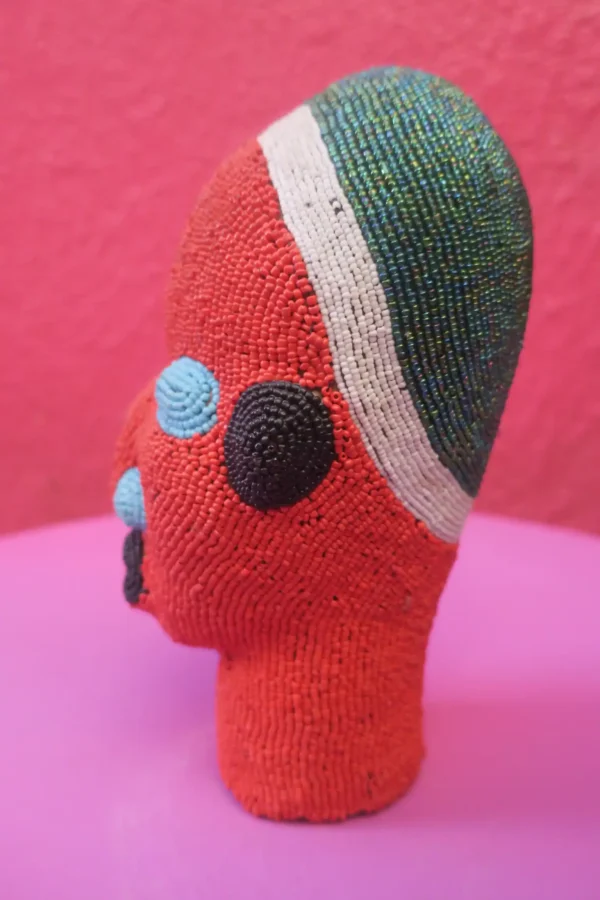 Authentic Bamileke Head- Red (2nd photo)