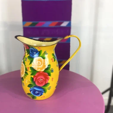 Enamel Floral Jug - Yellow