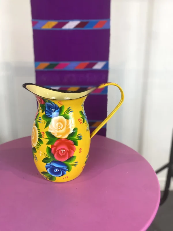 Enamel Floral Jug - Yellow