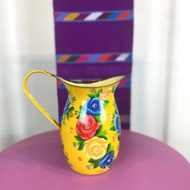 Enamel Floral Jug - Yellow
