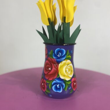 Enamel Floral Vase - Purple