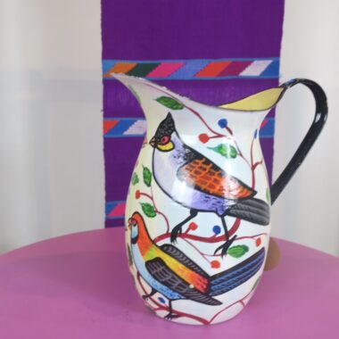 Enamel Jug White - Birds