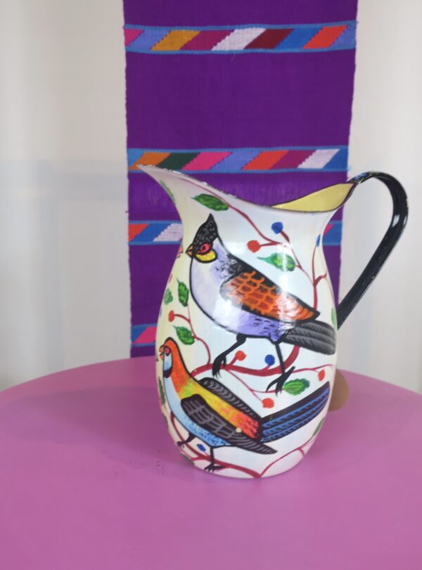 Enamel Jug white- Birds (1st photo)