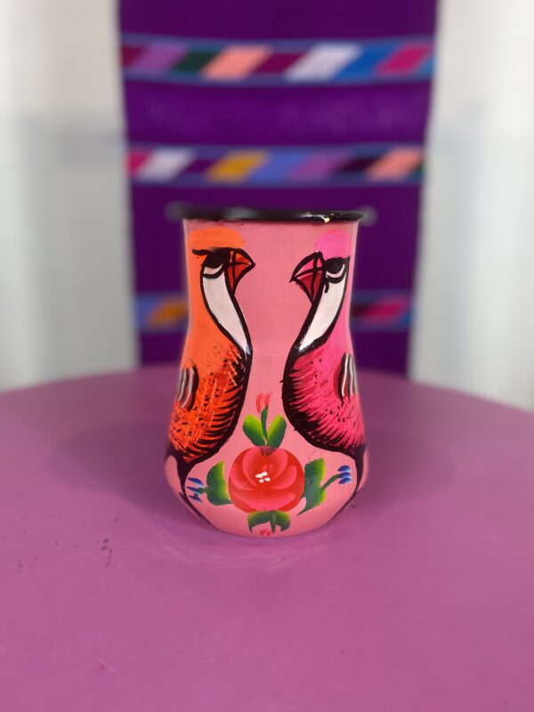 Enamel Peacock Vase - Pink with 2 Peackocks Enamel Peacock Vase - Pink with 2 Peackocks