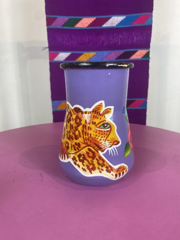 Enamel Peacock Vase - Purple with Tiger 3rd photo