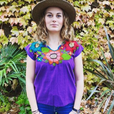 Mexican Embroidered T-Shirt - Purple (2)