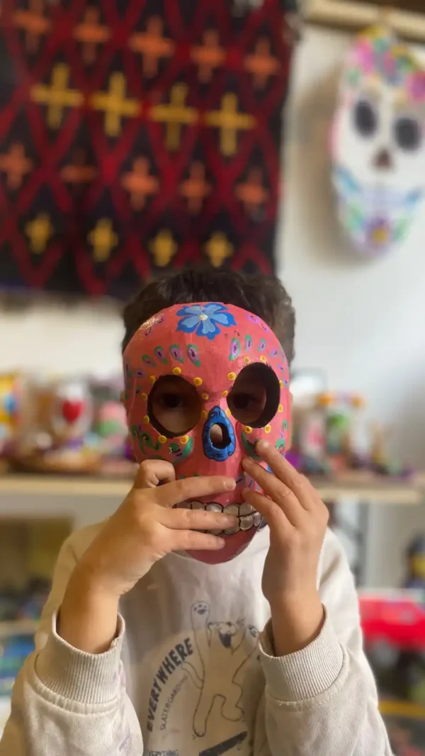 Wooden Hand-Painted Mexican Skull Mask £85