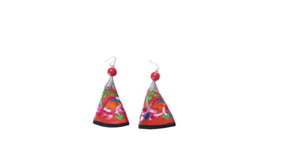 Yi Embroidered Earrings Red Yi Embroidered Earrings Red