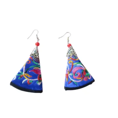 Embroidered Earrings Blue