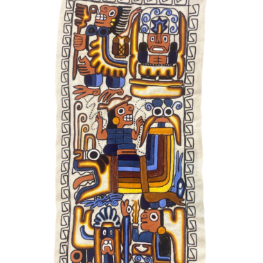 Peruvian Textile Folk Art Embroidered Wall Hanging - white