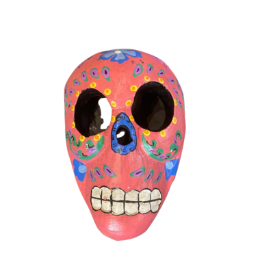 Hand-Painted Mexican Wooden Skull Mask